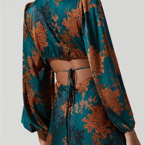 Astr Teal and Orange Floral Dress NWT - Picture 5 of 8